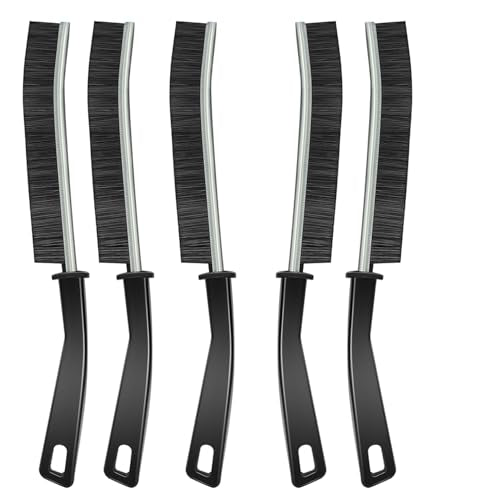 Crevice Cleaning Brush, Multifunctional Gap Cleaning Brush Tools with Hard Nylon Bristles, Ideal for Bathroom, Kitchen, Sink, Window, Black 5Pack