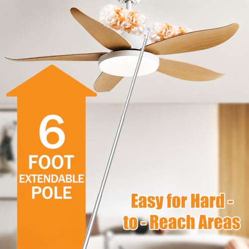 Gelibo 6ft Extendable Duster Handle with 20 Refills,Compatible with Swiffer,360°Rotating Ceiling Fan Dusters with Lock,Heavy Duty Microfiber Dusting Pads for Home Cleaning,Blinds,Hard-to-Reach Areas - style: 6ft Extendable Duster Handle with 20 Refills