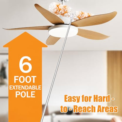 Gelibo 6ft Extendable Duster Handle with 20 Refills,Compatible with Swiffer,360°Rotating Ceiling Fan Dusters with Lock,Heavy Duty Microfiber Dusting Pads for Home Cleaning,Blinds,Hard-to-Reach Areas - style: 6ft Extendable Duster Handle with 20 Refills