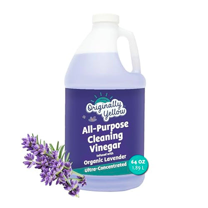 Originally Yellow Lavender Vinegar For Cleaning Purpose | USA Made All Purpose Cleaner | Use as a Floor, Glass, Kitchen, & Bathroom Cleaner | Plant Derived Vinegar half Gallon| 64 Oz - size: 64 Fl Oz (Pack of 1)