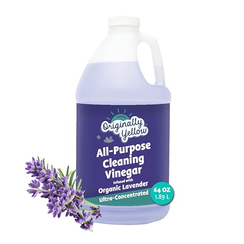Originally Yellow Lavender Vinegar For Cleaning Purpose | USA Made All Purpose Cleaner | Use as a Floor, Glass, Kitchen, & Bathroom Cleaner | Plant Derived Vinegar half Gallon| 64 Oz - size: 64 Fl Oz (Pack of 1)