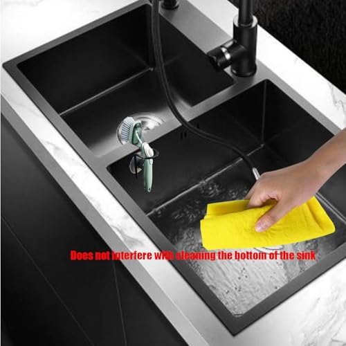 Soap Dispensing Palm Brush Holder Dish Brush Holder for Kitchen Brush Dish Brush with Soap Dispenser Pot Black Sink Stand Organizer (Closed Type)