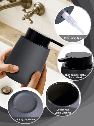 INGOFIN Ceramic Lotion Dispenser - 12oz Refillable Hand Soap Dispenser Bathroom, Modern Liquid Soap Dispenser with Pump, Dish Dispenser for Kitchen, Matte Grey - color: Matte Grey
