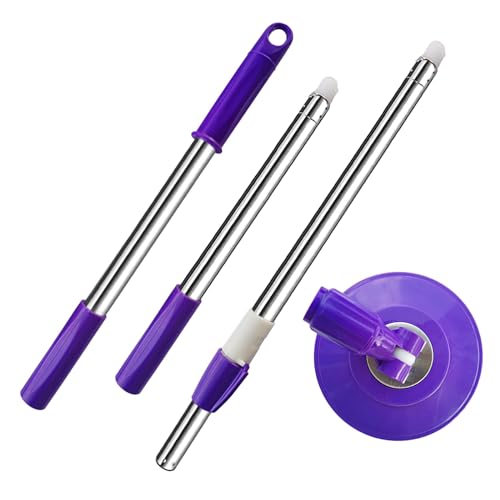 Extended Spin Mop Replacement Mop Handle, Upgraded 60-inch 360 Degrees Rotating Telescopic Replacement Mop Stick for Spin Mop Bucket Cleaning System Floor Cleaning (Plastic Disc, Purple) - color: Purple, style: Plastic Disc