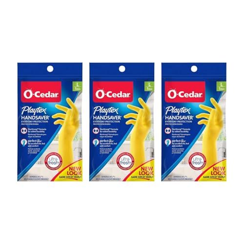 PLAYTEX PROTECTIVE_GLOVE Playtex Handsaver Reusable Rubber Gloves (Large, Pack - 3) - size: Large