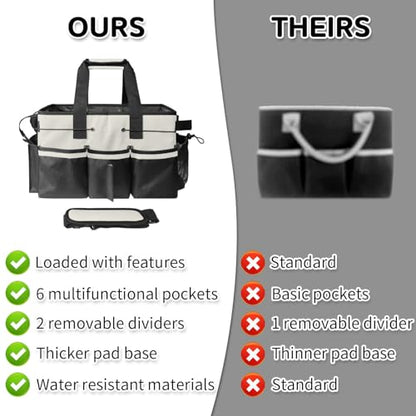 Boczif Cleaning Caddy Bag Wearable, Cleaning Caddy Supplies Organizer with Handle, Shoulder Straps & Detachable Divide, Cleaning Tool Organizers Tote Bag for Cleaners & Housekeepers (White) - color: White