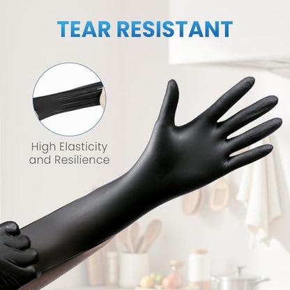 Borje Nitrile Gloves Large, 1000 Count Disposable Gloves, Black, Latex-Free Powder-Free, Medical Exam, Food Safe, Cleaning, Cooking - size: Large, style: Black of 1000