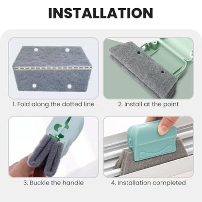 Magic Window Track Cleaner, 2025 Upgraded Window Groove Cleaning Brush Tools Set, Hand-held Window Track Cleaner Brushes Tools, Sliding Track Cleaner for Sliding Door, Sill, Tile Lines (Green+Beige) - color: Green+beige