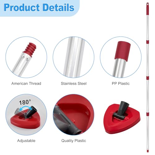 Mop Handle for Ocedar, Mop Handle for O Cedar, Spin Mop Replacement Handle for O Cedar, 4-Section Spin Mop Handles and Base for Ocedar, 30" to 58" Mop Stick Pole Handle and Base for Ocedar Spin Mop - size: Mop Handle with 2 Tank Base