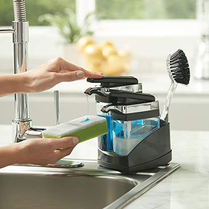 Casabella Sink Sider Duo Soap Dispensers with Sponge, Black and Chrome Plating - color: Black