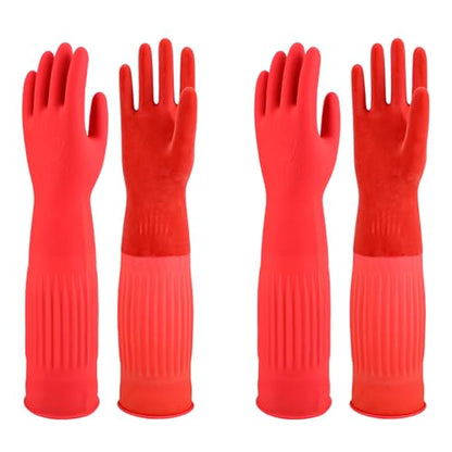 North Tower Rubber Gloves Kitchen Cleaning For Washing Dishing Kithchen, warmming Heat Resistant Dishwashing Gloves,18",2 Pairs Large - size: Large（45cm）