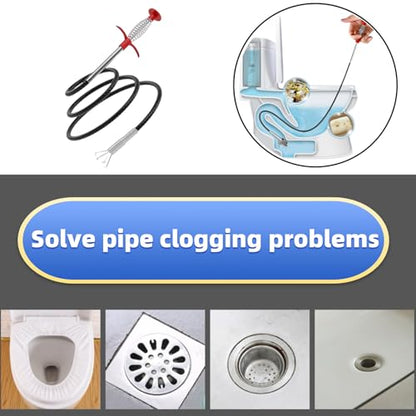 10-in-1 Drain Clog Remover Kit, 6 Pack Drain Snake Hair Remover with Flexible Grabber Claw, Pipe Cleaning Brushes & Refrigerator Hole Cleaner for Shower, Tub, Bathroom, Kitchen Sink