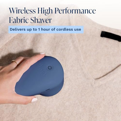 Nori Trim Fabric Shaver - Lint Remover for Clothes & Furniture Couch Pilling - Sweater Pill Remover - Clothes Shaver with 6 Precision Blades - Wireless and Rechargeable - Navy - color: Navy