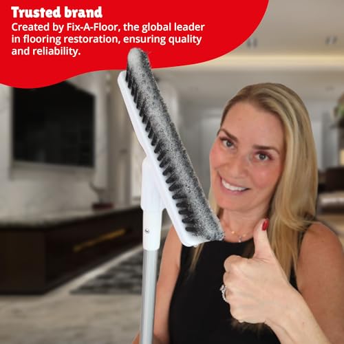 Grout Brush - Heavy Duty Grout Scrub Brush with Long Handle - Shower Floor Scrubber for Cleaning - Tile Scrub Brush with Stiff Bristles - Grout Cleaner Brush for Tile Floors, Bathroom, Shower Corners