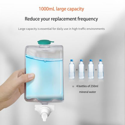 Foaming Hand Soap Dispenser, 35oz (1000ml) Manual Refillable Wall Mount Soap Dispenser, Durable ABS Plastic, for Commercial/Home/Bathroom/Kitchen, Translucent Black, CHUANGDIAN - color: Transparent Black