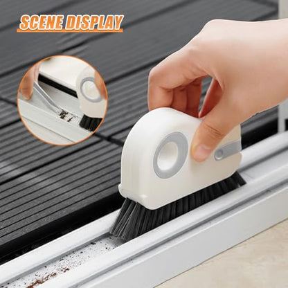 YoRise 2 in 1 Car Groove Cleaning Brush, Multifunctional Hard Bristle Car Window Track Cleaner Tool with Hidden Scraper, Universal Auto Door Crevice Cleaning Accessories for Window Sill(Gray-2PCS) - size: Gray-2PCS