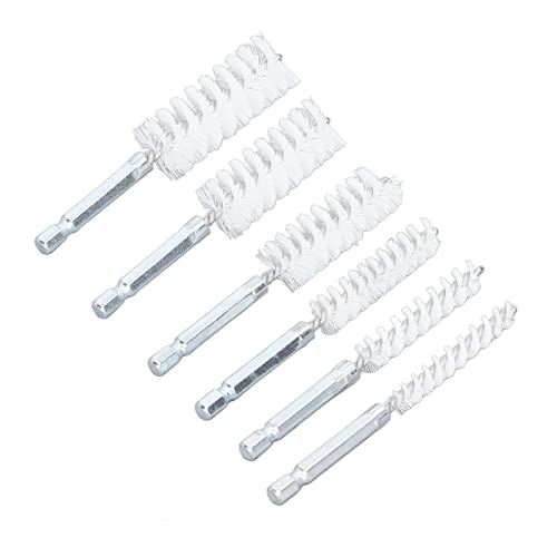 Bore Brush Cleaning Set 6PCS 14 Inch Hex Shank Nylon Brushes for Power Drill, Impact Driver, and General Cleaning - size: Nylon (White)