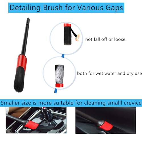 Fitosy Car Interior Duster Detail Brushes, Soft Bristles Brush Car Accessories for Cleaning Dashboard Air Vent Crevice, Detailing Dusting Tool Kit for Auto Truck SUV RV