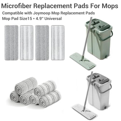 10Pcs Joymoop Mop Replacement Pads, 15 * 4.9'' Universal Mop Pads Mop Head Refills Washable Wet Mop, Compatible with Most 11-14” Size Mops - color: Grey + White, size: 15 * 4.9''