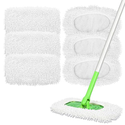 Reusable Dry Sweeping Cloths Microfiber Mop Pads Compatible with Swiffer Sweeper- 6 Pack Wet Mopping Cloths - Washable Wet Pads Refill for Mopping Floors (Mop is not Included) - color: 6 Pack (White)