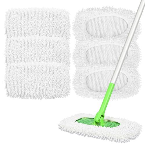 Reusable Dry Sweeping Cloths Microfiber Mop Pads Compatible with Swiffer Sweeper- 6 Pack Wet Mopping Cloths - Washable Wet Pads Refill for Mopping Floors (Mop is not Included) - color: 6 Pack (White)