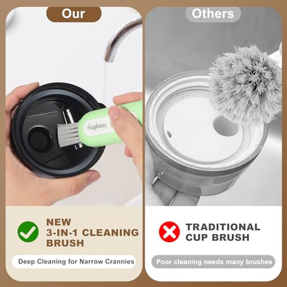 3 in 1 Cup Lid Cleaning Brush,Multifunctional Bottle Cleaner Brush with Hook Remover, Silicone Cup Holder Cleaner, Water Bottle Cleaner Brush for Cups, Lids, Tumblers and Kitchen Gaps(Yellow) - color: Yellow