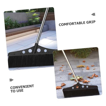 Wide Broom Handle Heavy Duty Outdoor Scrub Brush for Garden Cleaning Detachable Stainless Steel Sweeper for Patios Decks and Courtyards