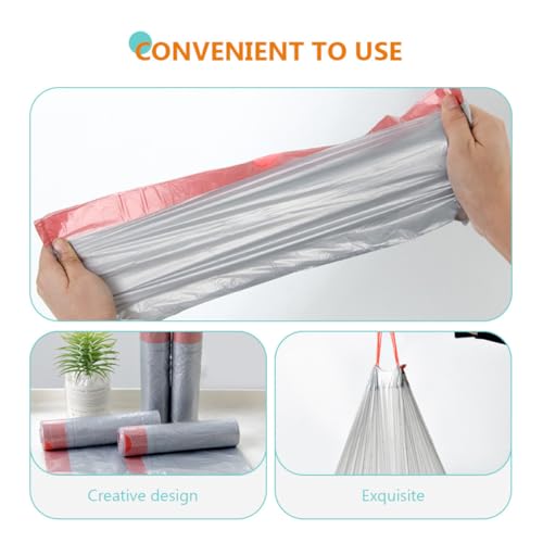 HEMOTON 5 Rolls Drawstring Trash Bags Thickened Strong Garbage Bags Disposable Household Trash Liners for Kitchen and Outdoor Use Random Color