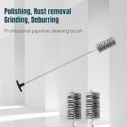 50 in Pipe Cleaning Brush Set with Stainless Steel Bristles, 5X Wire Brush with 4X Galvanized Flexible Rods, Stainless Steel Pipe Brush for Rust Polish,Tubes,Auto Parts Cleaning