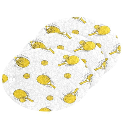 Yellow Pickleball Balls Rackets Dish Scrub Sponges Kitchen Non Scratch Reusable Compressed Cellulose Sponge Hanging for Household Cleaning Washing Dishes Pots and Pans 3 Pack - color: Pattern12