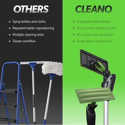 IPC Eagle Cleano 5-Foot Telescopic Window & Surface Cleaning System Integrated Water Misting Globe with Microfiber Cleaning Tool for Glass, Mirrors, Counters & Commercial Facilities - size: 5'
