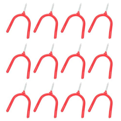 Ciieeo 16pcs Red Vinyl-Coated Steel Y-Shape Utility Hooks Screw-in Mop and Garage Tool Holders Wall Mount Garage Storage Accessories for Home Organization