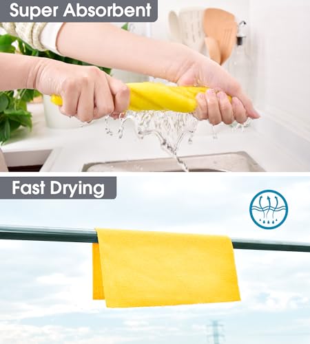 KitchLife Microfiber Cleaning Cloth Roll - Tear-Away Reusable Microfiber Paper Towels, Lint-Free, Washable, 20 Sheets for Kitchen, Car, Dishes, and Sensitive Surfaces (Yellow) - color: Yellow