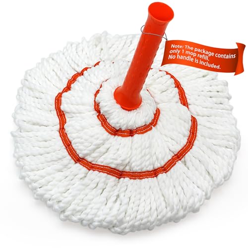 Self Wringing Twist Mop Head Replacement for Floor Cleaning, Washable Microfiber Cotton String Mop Refills with Scouring Pad for Hardwood, Tile, Bathtub, Kitchen - size: 17.72 inches