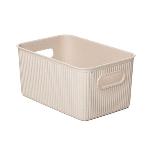 Superio Ribbed Collection - Eco-Friendly Decorative Plastic Basket Open Home Storage Bins Organizer Basket and Lid, Medium (1 Pack) Containers for Organizing Closet Storage Bins for Shelves - 5 Liter - color: Eco-Friendly, size: 5 L