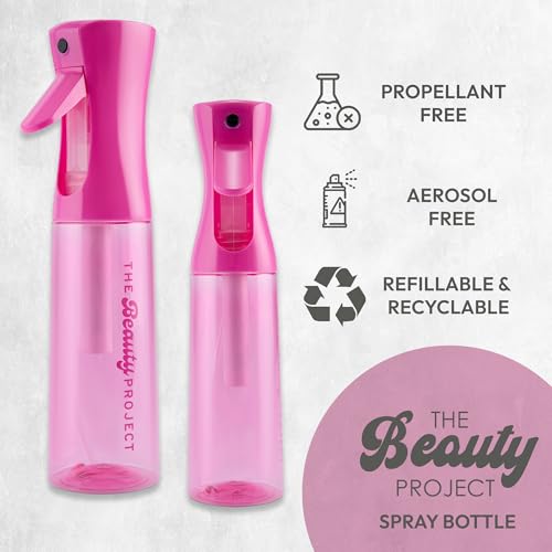 Spray Bottle Mister for Hair - Continuous Mister, Fine Water Mist, Trusted by Professional Salons & Barbers, 10.1oz - Clear Bottle (Neon Petal) - color: Neon Petal