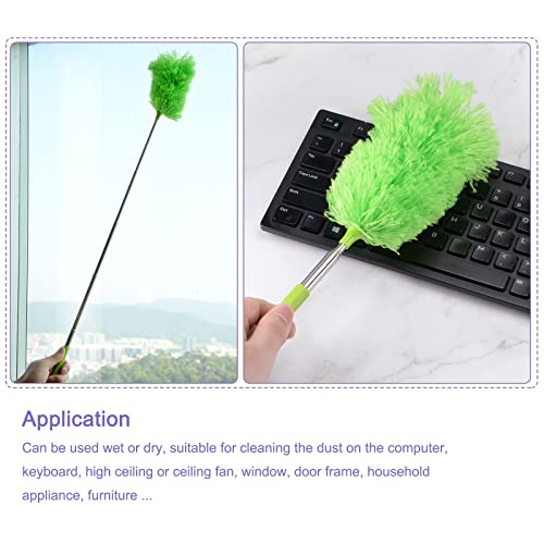 MECCANIXITY Microfiber Cleaning Duster, 12 to 31.5 Inch Washable Extendable Brush Flexible Feather Duster for Window Furniture, Green - color: Green