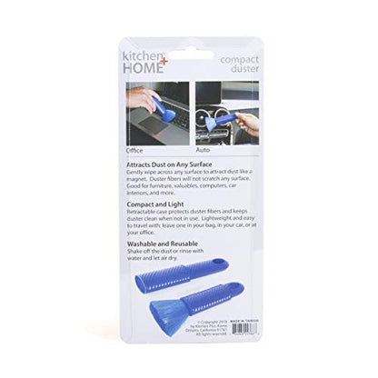 Kitchen + Home Compact Static Duster - 6.5" Inch Travel Duster with Carry Case - Electrostatic Duster attracts dust Like a Magnet!