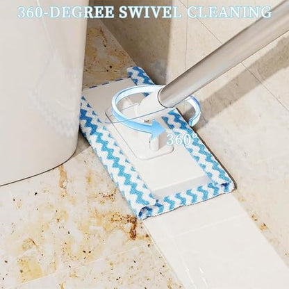 Lazy Mop for Wet and Dry, Clip Grip Mop with 360° Swivel Head, Long Handle Floor Mops, Dust Broom Mops for Floor Cleaning for Household Apartment Bedroom Bathroom Living Room Marble Tile