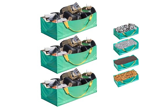 Skywin Dumpster Bag, 3 Pack Reusable Yard Waste Bags, Foldable Yard Waste Container, Trash Bag for Waste Management, Multiple Times Use During Renovations, Can Hold Up to 3,500 lbs (Green) - size: 3 Pack, style: 96 Inches Length