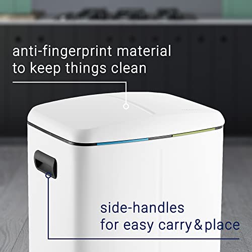 happimess HPM1005C Marco Rectangular 10.6-Gallon Double Bucket Trash Can with Soft-Close Lid, White, Fingerprint Resistant, Modern, Minimalistic for Home, Kitchen, Office, Bedroom, Bathroom - color: White