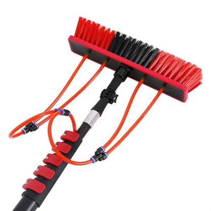 24ft Water Fed Pole Kit Solar Panel Cleaning Brush, Adjustable Window Cleaning Poles with 14in Water Fed Cleaning Brush, Solar Panel Cleaning Pole Outdoor Window Washing Equipment (24Ft, 14in Brush) - size: 24Ft, 14in Brush