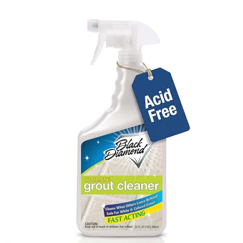 Black Diamond Stoneworks Ultimate Grout Cleaner for Tile Floors — Acid-Free Deep Cleaner Removes Grease, Dirt & Soap Scum Without Damaging Grout — Safe for Marble and All Natural Stone (1-Quart) - size: 32 Fl Oz (Pack of 1)
