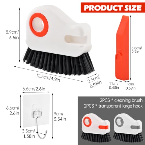 2 in 1 Groove Cleaning Brush, Window Track Cleaning Tools with Hidde n Scraper, Crevice Cleaner Tool for Sliding Door, Window Sill & Seal