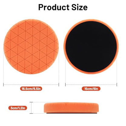 Buffing Polishing Pads, 7Pcs 6.5 Inch 165mm Face for 6Inch 150mm Backing Plate, Car Compound Buffing Sponge Pads and Woolen Pads Cutting Polishing Pad Kit for Car Polishing and Waxing - color: 7pcs-6Inch