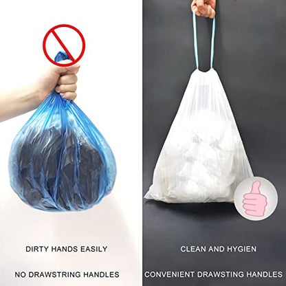 Trash Bags 3.2 Gallon, 100 Pcs Bathroom Garbage Bags, Blue Strap Kitchen Garbage Bags(White) With Drawstring Quickly Pack Garbage, Waste Basket Liners - style: 3.2 gallon
