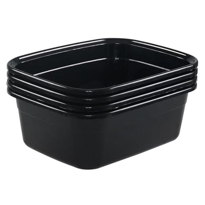 Asking 14 Quart Rectangular Plastic Dish Pan Tub, Portable Washbasin, Black