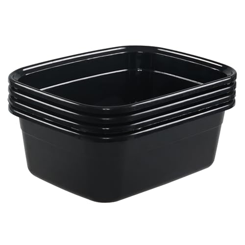 Asking 14 Quart Rectangular Plastic Dish Pan Tub, Portable Washbasin, Black