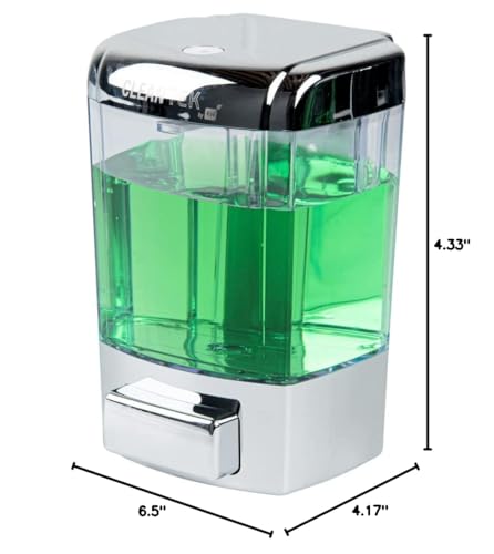Clean Tek Professional 23.7 Ounce Manual Soap Dispenser, 1 Wall-Mountable Soap Dispenser - With Security Key, Clear Plastic Refillable Soap Dispenser, Push Mechanism, Transparent Tank - Restaurantware - color: Clear