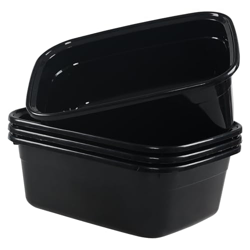 Asking 14 Quart Rectangular Plastic Dish Pan Tub, Portable Washbasin, Black